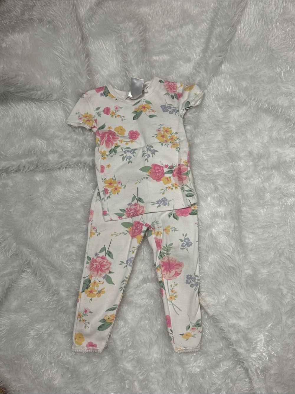 Floral White & Pink Kids Pajama Set 12 month beau at belle